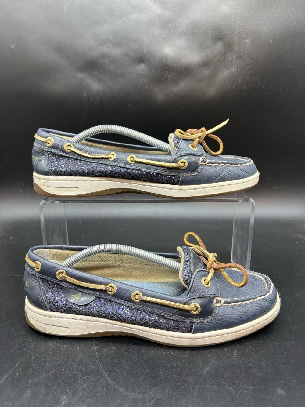 Sperry Top-Sider Boat Shoes Women’s 7.5 Blue Leather Lace Up Sequin Loafer